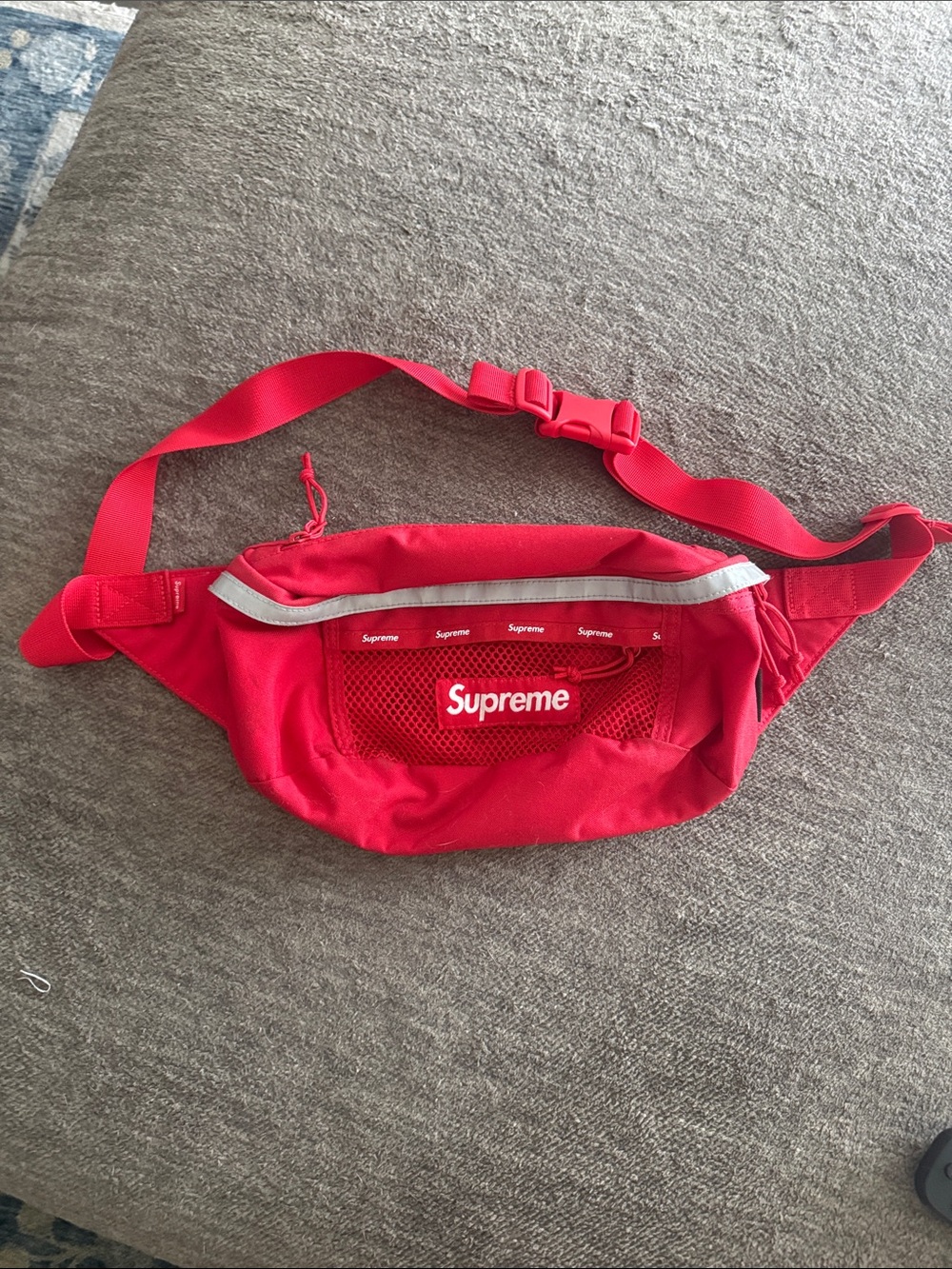 Supreme Red Mesh Logo Waist Bag